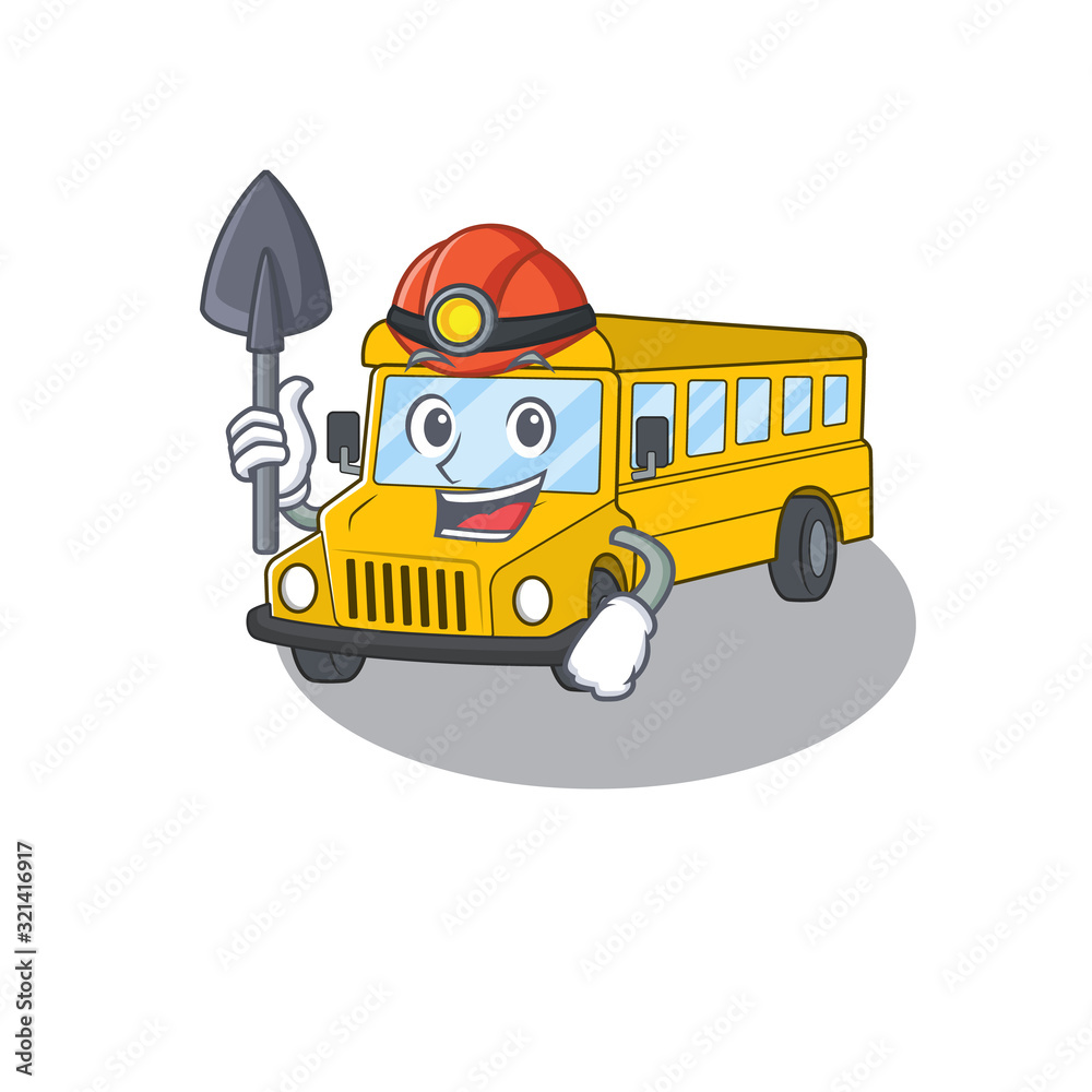 Canvas Prints cool clever miner school bus cartoon character design