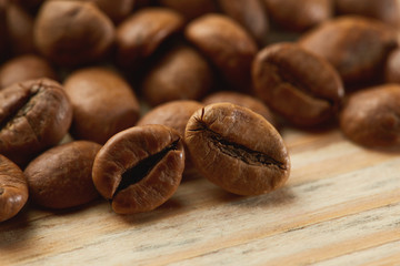 Coffee on grunge wooden background