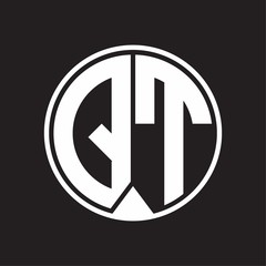 QT Logo monogram circle with piece ribbon style on black background