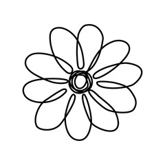 Vector chamomile line art drawing, isolated on white background. Modern minimalist illustration