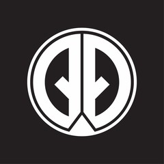 QQ Logo monogram circle with piece ribbon style on black background