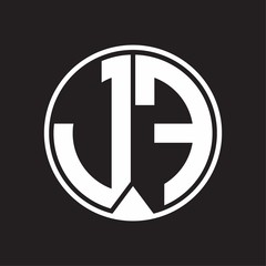 JF Logo monogram circle with piece ribbon style on black background