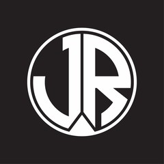JR Logo monogram circle with piece ribbon style on black background