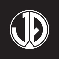 JQ Logo monogram circle with piece ribbon style on black background
