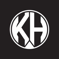 KH Logo monogram circle with piece ribbon style on black background