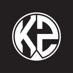 KZ Logo monogram circle with piece ribbon style on black background