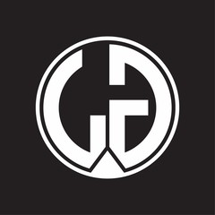 LG Logo monogram circle with piece ribbon style on black background