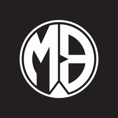MB Logo monogram circle with piece ribbon style on black background