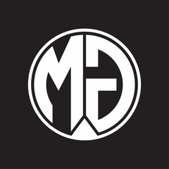 MG Logo monogram circle with piece ribbon style on black background