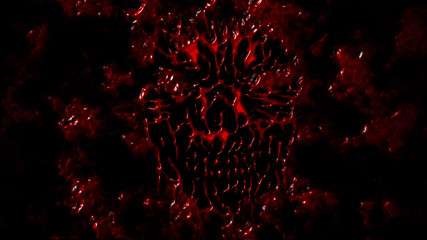 Red evil shabby head illustration. Scary face - obrazy, fototapety, plakaty