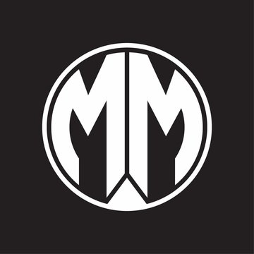 MM Logo monogram circle with piece ribbon style on black