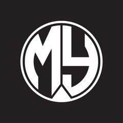 MY Logo monogram circle with piece ribbon style on black background