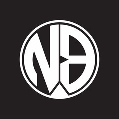 NB Logo monogram circle with piece ribbon style on black background