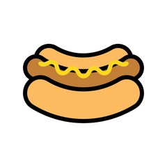 Hotdog vector, fast food related filled design icon