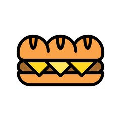 Hotdog vector, fast food related filled design icon