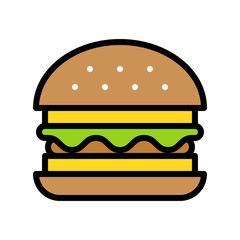 Hamburger vector, fast food related filled design icon