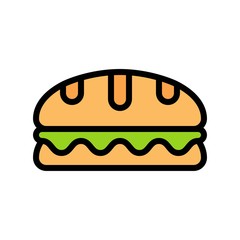 Sandwich vector, fast food related filled design icon
