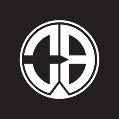 OB Logo monogram circle with piece ribbon style on black background