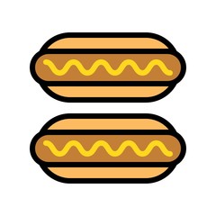 Hotdog vector, fast food related filled design icon