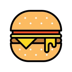 Hamburger vector, fast food related filled design icon