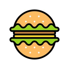 Hamburger vector, fast food related filled design icon