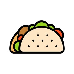 Taco vector, fast food related filled design icon