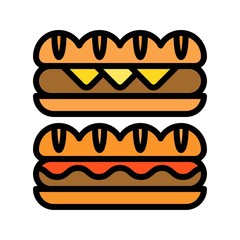 Hotdog vector, fast food related filled design icon