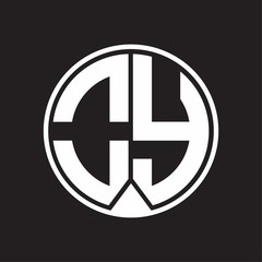 OY Logo monogram circle with piece ribbon style on black background