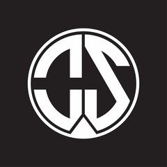 OS Logo monogram circle with piece ribbon style on black background