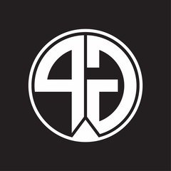 PG Logo monogram circle with piece ribbon style on black background