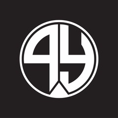 PY Logo monogram circle with piece ribbon style on black background