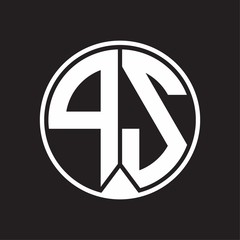 PS Logo monogram circle with piece ribbon style on black background