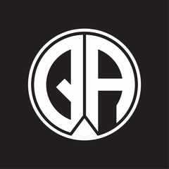 QA Logo monogram circle with piece ribbon style on black background