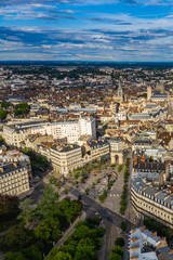 Panoramic aerial townscape view of Dijon city in France