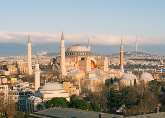 Naklejka na ściany i meble Hagia Sophia Mosque In Sultanahmet Square, Istanbul, Turkey. Hagia Sophia Museum Istanbul Turkey.