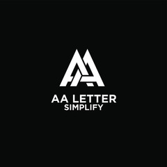 white AA simple modern letter logo design with black background