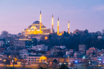 Istanbul, Turkey - Jan 14, 2020: The Suleymaniye Mosque is an Ottoman imperial mosque located on the Third Hill of Istanbul, Turkey