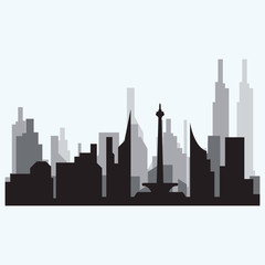 Naklejka premium Modern City skyline . city silhouette. vector illustration in flat design