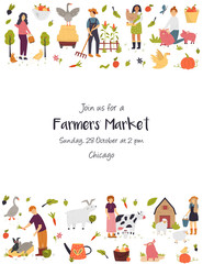 Farmers festival template, card with funny farmer