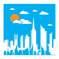 Modern City skyline . city silhouette. vector illustration in flat design