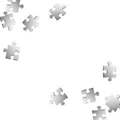 Game teaser jigsaw puzzle metallic silver pieces 
