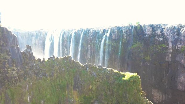 Drone footage of Victoria falls,a waterfall that borders Zambia and Zimbabwe.