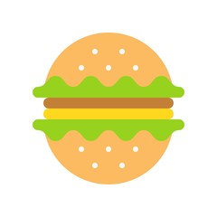 Hamburger vector, fast food related flat design icon