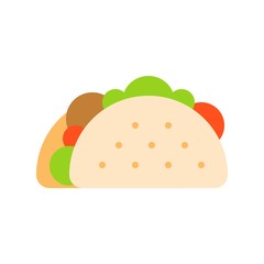 Taco vector, fast food related flat design icon