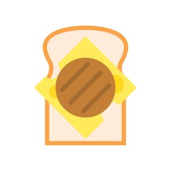 Toast vector, fast food related flat design icon