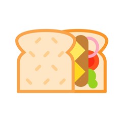 Sandwich vector, fast food related flat design icon
