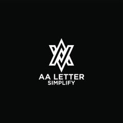 white AA simple modern letter logo design with black background