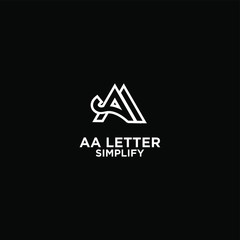 white AA simple modern letter logo design with black background
