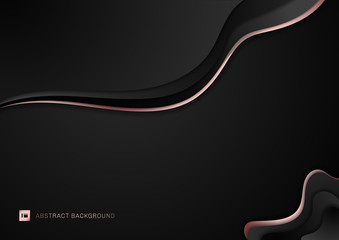 Abstract modern template black and pink gold wave line curve layer on dark background
