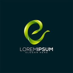 Obraz premium letter E leaf vector logo design